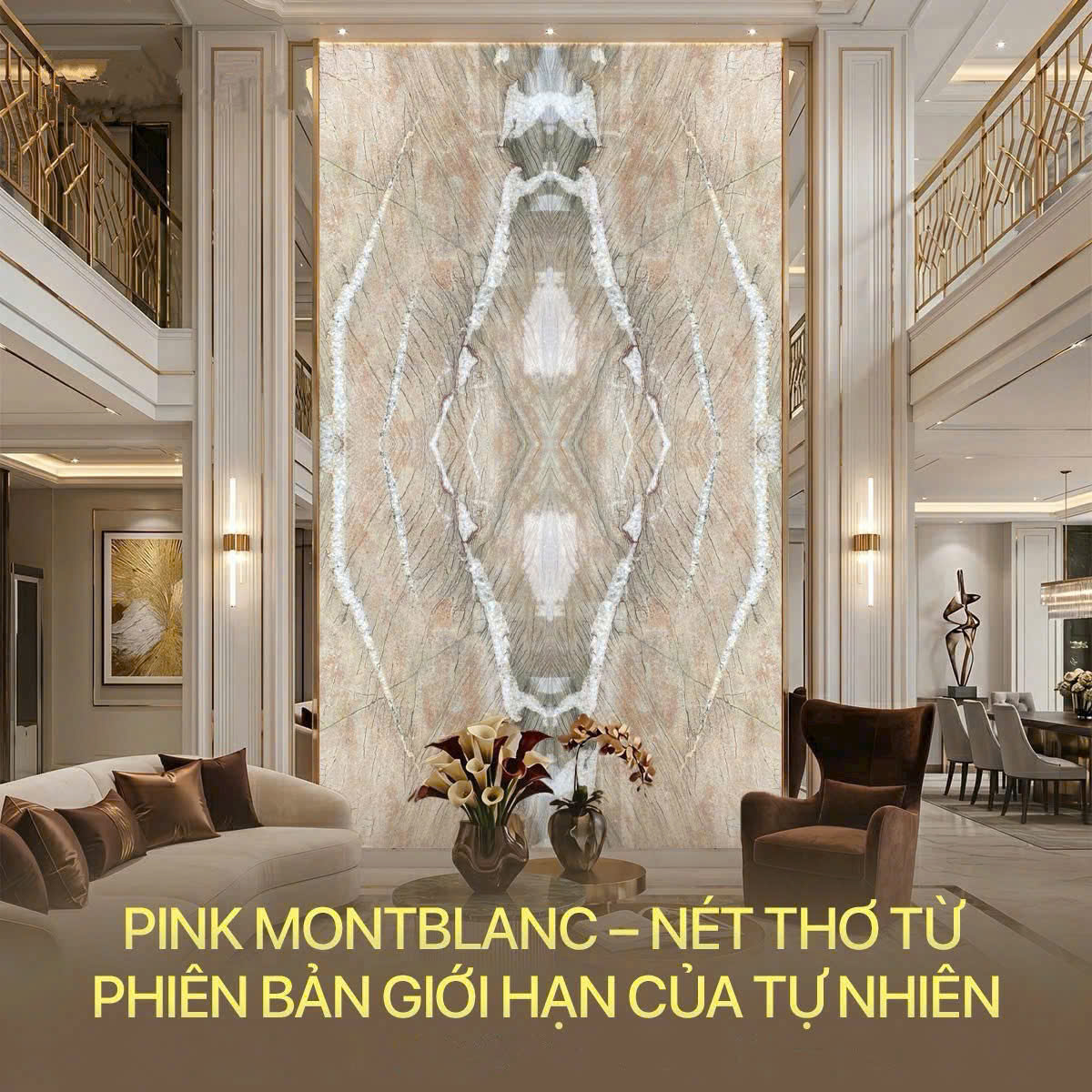 Đá Thạch Anh Pink Montblanc