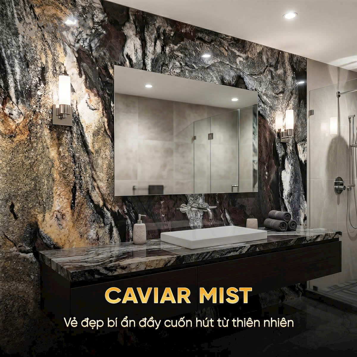 Đá Thạch Anh Caviar Mist