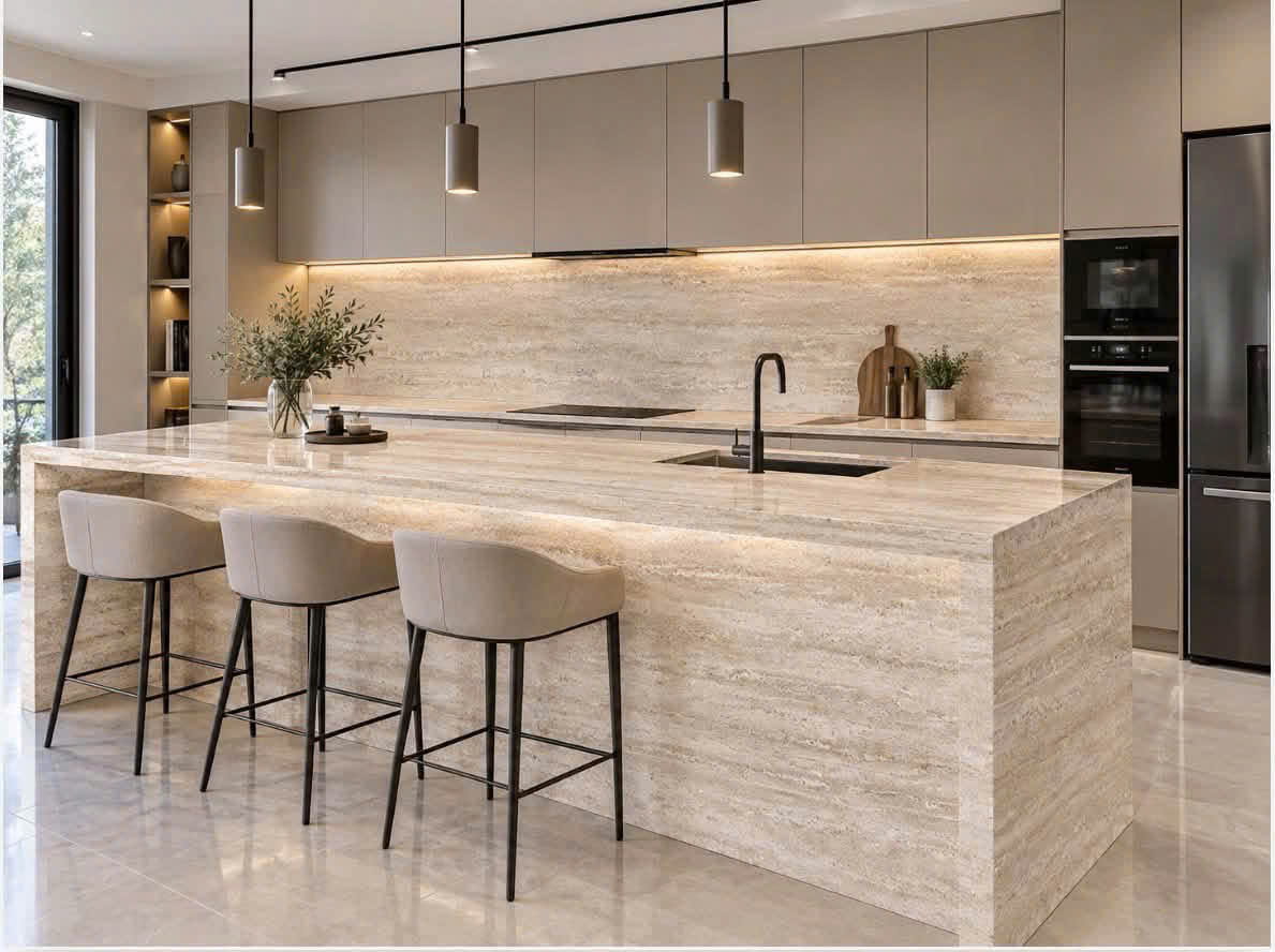 Đá Nhân Tạo Travertino Ivory Nhám